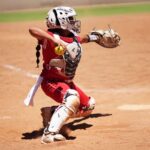 Chanell Estrada throwing in between innings